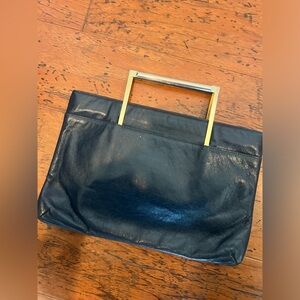 Vintage Susan Gail Leather Navy clutch Handbag